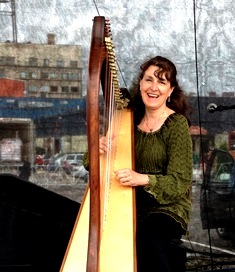 Christina playing the harp